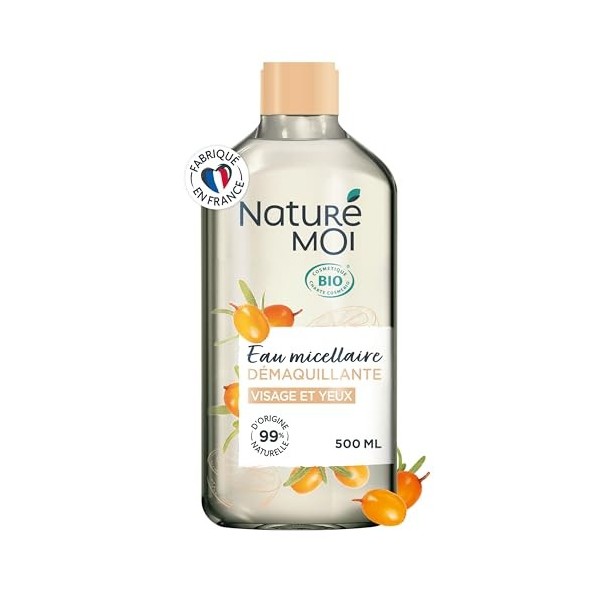 Naturé Moi - Eau micellaire - Démaquillant et Nettoyant Visage et Yeux - Toutes Traces de Maquillage - Au jus dArgousier Bio