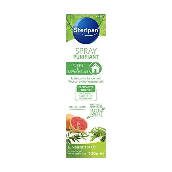 Steripan - Spray Purifiant - Purifie lAir - Neutralise les Odeurs - Aux Huiles Essentielles 100% Pures et Naturelles - Sente