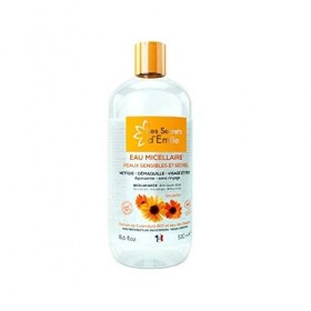 Les Secrets dEmilie Eau Micellaire Bio Peaux Sensibles et Sèches Calendula 530ml Vegan pour Rougeurs et Couperose, Peau Sens