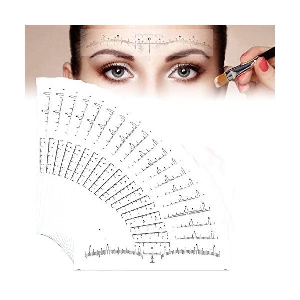 Règle à sourcils, 50 pièces jetable mesure de tatouage règle dextension déquilibre météore forme de sourcil pochoir maquill