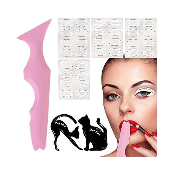 Pochoir Eyeliner 1PCS Yeux Réutilisable Silicone Eyeliner Stencils Pochoir Avec Carte De Chat Et Autocollant Pour Le Maquilla