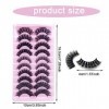 AWAVM Faux Cils 3D Volume Russe Cils Doux 10 Paires Faux Cils Naturel Court Reutilisable Russian Lashes Cat Eye Moelleux fait