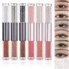 Fard a Paupiere Liquide 6PCS Matte et Shine 2-en-1 à Paupières Brillance Longue Durée Ombre Pour Créer Un Regard Multidimensi