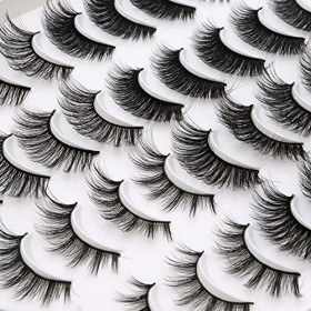 Alicer 20 Paires Faux Cils, 4styles Naturels 3D Mink Cils, Wispy False Eyelashes, Réutilisable Fake Lashes, Cat Eye Doux Coin