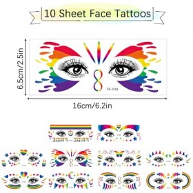 10 feuilles de tatouages temporaires de fierté autocollants de fierté autocollants de visage LGBTQ tatouages temporaires arc-