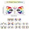 10 feuilles de tatouages temporaires de fierté autocollants de fierté autocollants de visage LGBTQ tatouages temporaires arc-