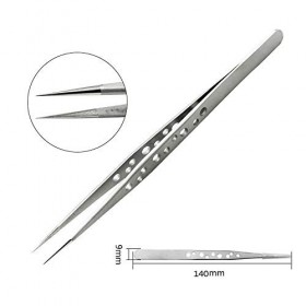 Lot de 2 pinces à épiler professionnelles individuelles en acier inoxydable avec pointe droite et courbée pour volume de cils...