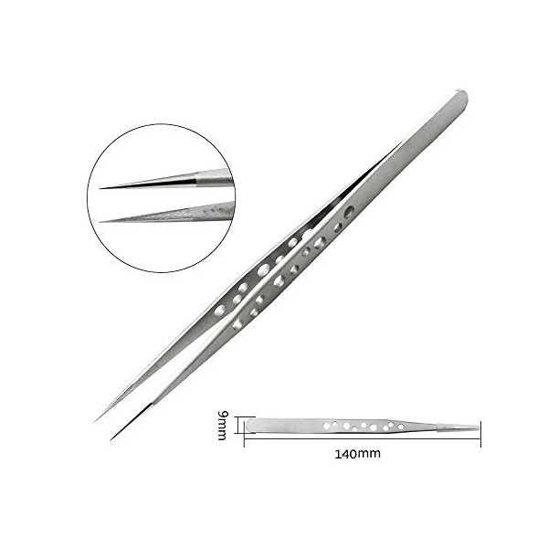 Lot de 2 pinces à épiler professionnelles individuelles en acier inoxydable avec pointe droite et courbée pour volume de cils