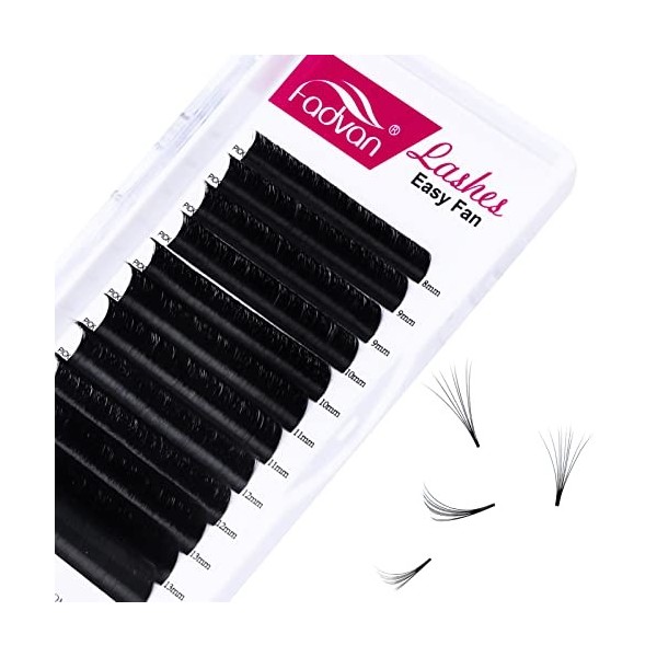 FADVAN Extension Cils Easy Fan 0.07D Curl 8-14mm Mixte Soie Volume Russe 2D~20D Faux Cils Extension de Cils Professionnel Eas