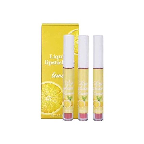 Stickers Marques Ongles Paquet de 3 brillants à lèvres aux fruits, coffret avec velours et tasse antiadhésive, à lèvres liqui