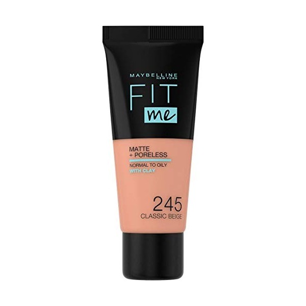 Maybelline New-York - Fond de teint Fluide Fit Me Matte & Poreless - Peaux normales à grasses - Teinte : 245 Beige Classique 