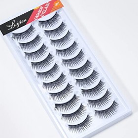 Faux Cils Naturel Court 3d Faux Cils Doux 10 paires noir Reutilisable Faux Cils Wispy Lashes Doux Multipack Épais False Eyela