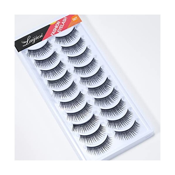 Faux Cils Naturel Court 3d Faux Cils Doux 10 paires noir Reutilisable Faux Cils Wispy Lashes Doux Multipack Épais False Eyela