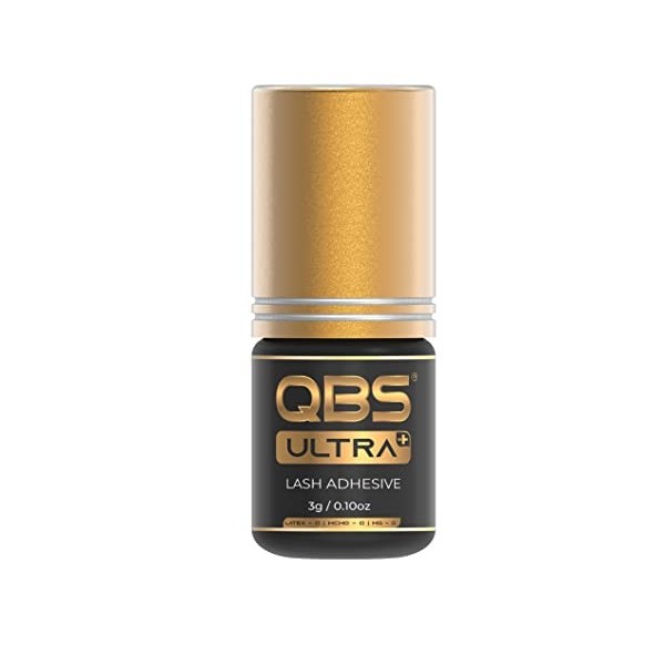 qbs EXTENSION DE CILS COLLE ULTRA PLUS - adhésif fort pour semi permanent Extensions de cils - Noir, 3 g