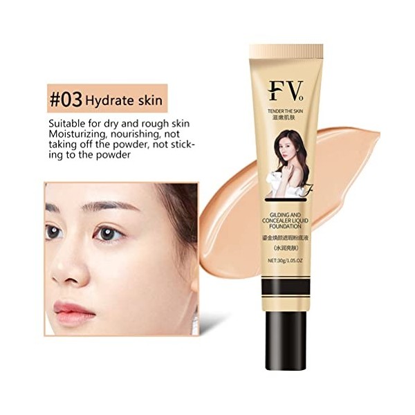 Feya Base de maquillage à couverture complète, anti-cernes, imperméable, longue durée, maquillage liquide pour différents ton