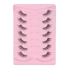 Simsky Demi Faux Cils 3D Faux Cils Naturel Court 10 Paires Faux Cils Pack Oeil de Chat Cils Demi Faux Cils Bande Transparente