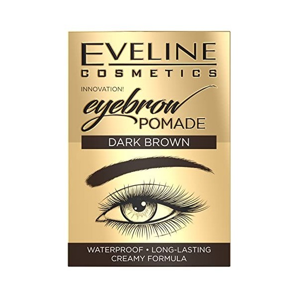 Eveline Cosmetics Pomade à sourcils Pomade imperméable pour les sourcils, 4G, brun foncé