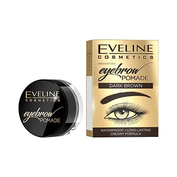 Eveline Cosmetics Pomade à sourcils Pomade imperméable pour les sourcils, 4G, brun foncé