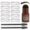 Hao Kit de mise en forme des sourcils marron, outils de maquillage imperméables pour définir les sourcils avec 10 pochoirs à 