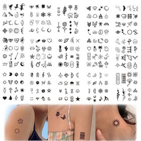 LJFEA 15 Feuilles Tatouage Ephemere, Faux Tatouage Imperméables, Tatouages Temporaires Imperméables Minuscules