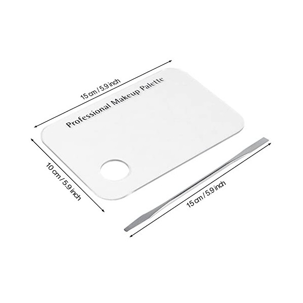 Palette Acrylique Transparente,Palette de Mélange Cosmétique Dart Dongle 2pcs de Rectangulaire et Ensemble Doutils de Spat