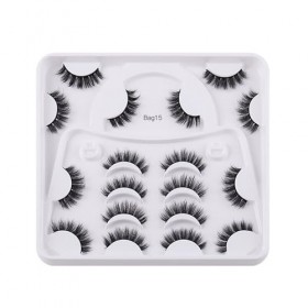 Faux Cils Naturel, 9 Paires Faux Cils Volume Russe, Faux Cils Yeux de Chat, Russian Strip Lashes Réutilisables, Fake Lashes D