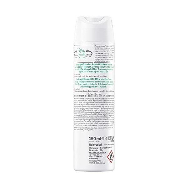 Hidrofugal Spray pour pieds 150 ml , protection fiable contre la transpiration des pieds et les odeurs de pied, déodorant po