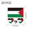 20 tatouages temporaires avec motifs de drapeau national de la Palestine, autocollants patriotiques temporaires pour le visag