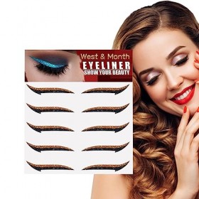 Autocollants pour les yeux scintillants | Pochoir Eyeliner Auto-Adhésif Instantané 5 Paires | Outil deyeliner dautocollant,