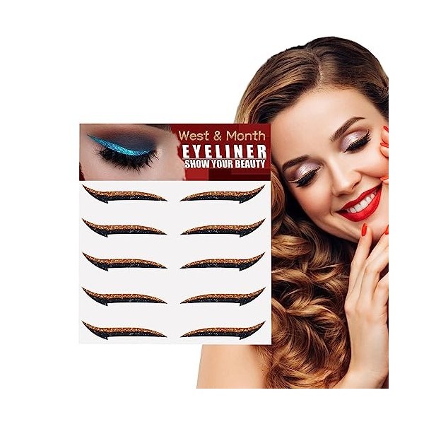 Autocollants pour les yeux scintillants | Pochoir Eyeliner Auto-Adhésif Instantané 5 Paires | Outil deyeliner dautocollant,