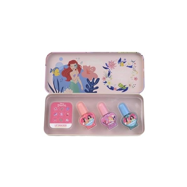 Lip Smacker Disney Princess Nail Polish Tin Set, Coffret Cadeau de Vernis pour Enfants Comprenant 3 Couleurs de Vernis à Ongl