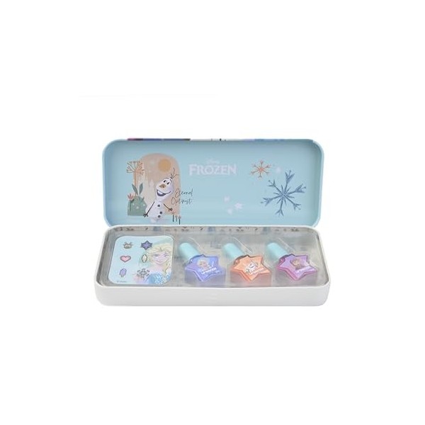 Lip Smacker Frozen Adventure Nail Polish Tin Set, Coffret Cadeau Maquillage pour Enfants avec Vernis à Ongles Colorés et Des 