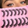 7 paires de Faux cils 3D Oeil de Chat, Volume moelleux Curly Cat-Eye Cils artificiels Look Naturel, Réutilisables Faux cils d