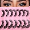 7 paires de Faux cils 3D Oeil de Chat, Volume moelleux Curly Cat-Eye Cils artificiels Look Naturel, Réutilisables Faux cils d