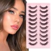 Faux Cils Volume Russe Naturel Effet Extension Faux-Cils 3D 10 Paires D Curl Cat Eye Yeux de Biche Russian Fake Lashes Moelle