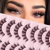 Faux Cils Volume Russe Naturel Effet Extension Faux-Cils 3D 10 Paires D Curl Cat Eye Yeux de Biche Russian Fake Lashes Moelle
