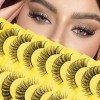 Faux Cils Volume Russe Naturel Effet Extension Faux-Cils 3D 10 Paires D Curl Cat Eye Yeux de Biche Russian Fake Lashes Moelle