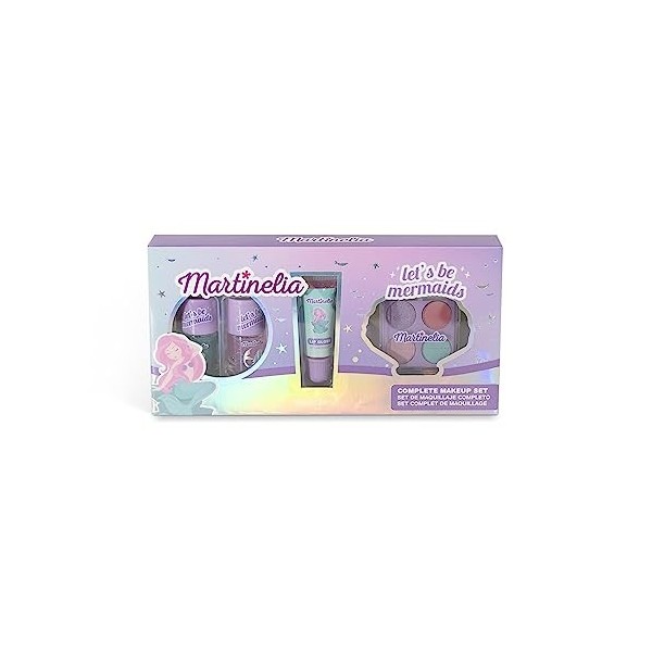 Martinelia Kit de Maquillage Enfant Sirène - Coffret Maquillage pour Fille : 2 Vernis à Ongles Pailletés, 1 Palette de 4 Fard