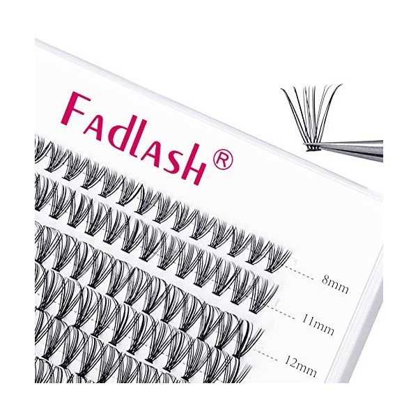 Cils Cluster FADLASH DIY 40 Root Extension Cils Individuels Volume Russe Cluster Faux Cils Individuelle Noir Mat Bouquet Cils