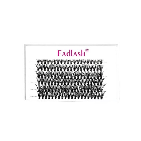 Cils Cluster FADLASH DIY 40 Root Extension Cils Individuels Volume Russe Cluster Faux Cils Individuelle Noir Mat Bouquet Cils