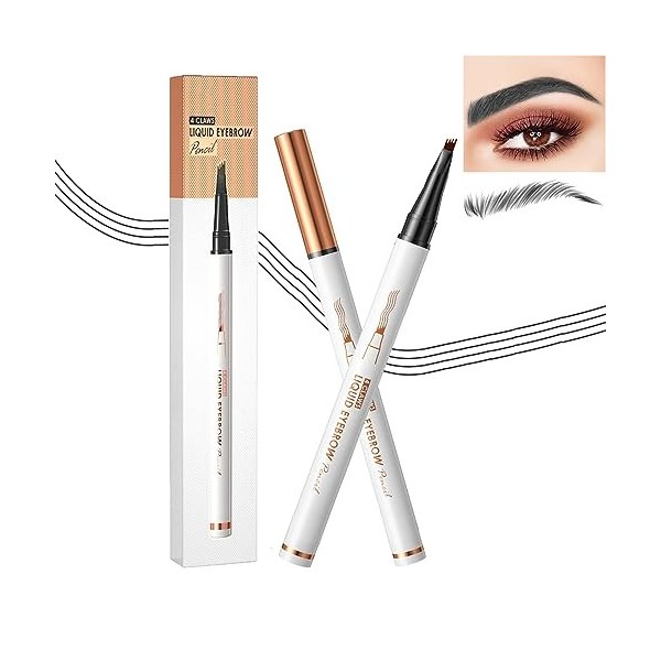 Crayon Sourcil Probuk Microblading Sourcil, Stylo à Sourcils Microblading avec 4 Points Liquide Imperméable, Crayon Tatouage 