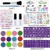 Lubibi Kit de Tatouages Paillettes,Tatouage Temporaire pour Enfants, Avec Tatouage Sirène Papillon,Paillettes 12 Couleurs,Poc