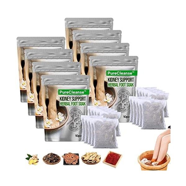 PureCleanse Kidney Support Herbal Foot Soak, Lymphatic Drainage Gin...