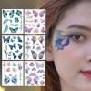 Kinretixia® 14 Feuilles Paillettes Papillons Tatouages Temporaires Autocollants pour Femmes et Filles Yeux Visage Maquillage 