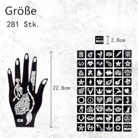 Koogel Lot de 281 pochoirs de tatouage temporaire, 12 feuilles de pochoirs de tatouage avec pochoirs de maquillage pour enfan