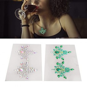 Autocollant de Strass de Bijoux de Sein, Pâte de Sein de Strass de Tatouage Sûr Polyvalent Auto-adhésif pour le Maquillage Ac