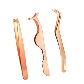 Irikdescia® Ensemble doutils applicateurs de cils 3 pièces, pince à épiler pour extensions, pince à épiler pour grappes de c