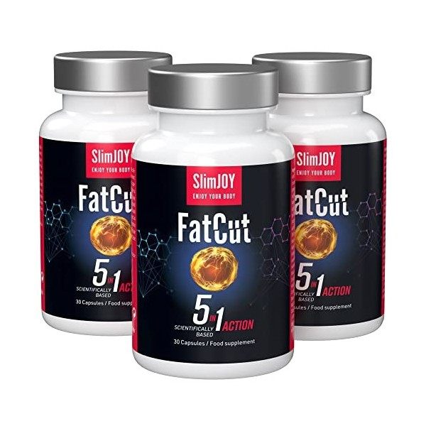 SlimJoy FatCut - Gélules de pré-entraînement - Guarana, thé vert, poivre de Cayenne, algues brunes, poivre noir, L-carnitine 