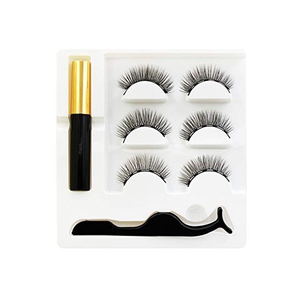 Cils magnétique avec magnétique Eyeliner Kit pack Lashes magnétique 3D avec des pincettes et ciseaux à lintérieur et naturel