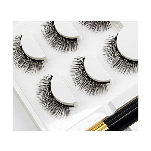 Cils magnétique avec magnétique Eyeliner Kit pack Lashes magnétique 3D avec des pincettes et ciseaux à lintérieur et naturel